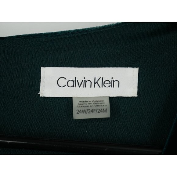NWOT Calvin Klein Velvet Long Sleeve Belted Dress Green 24W - Picture 5 of 6